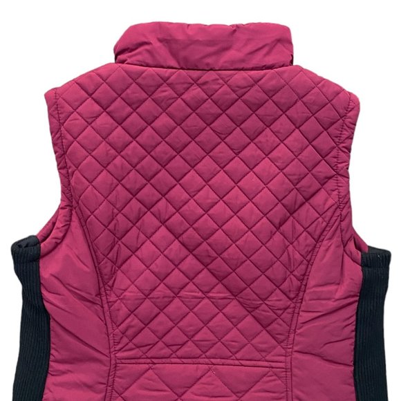 Andrew Marc Quilted Puffer Vest Berry Red Zip Pockets Gorpcore Ski Hiking Camp-M - Picture 9 of 14